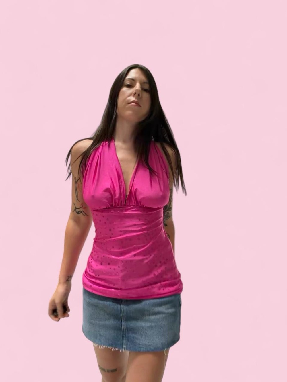 Women's Hot Pink Halter Tank Top